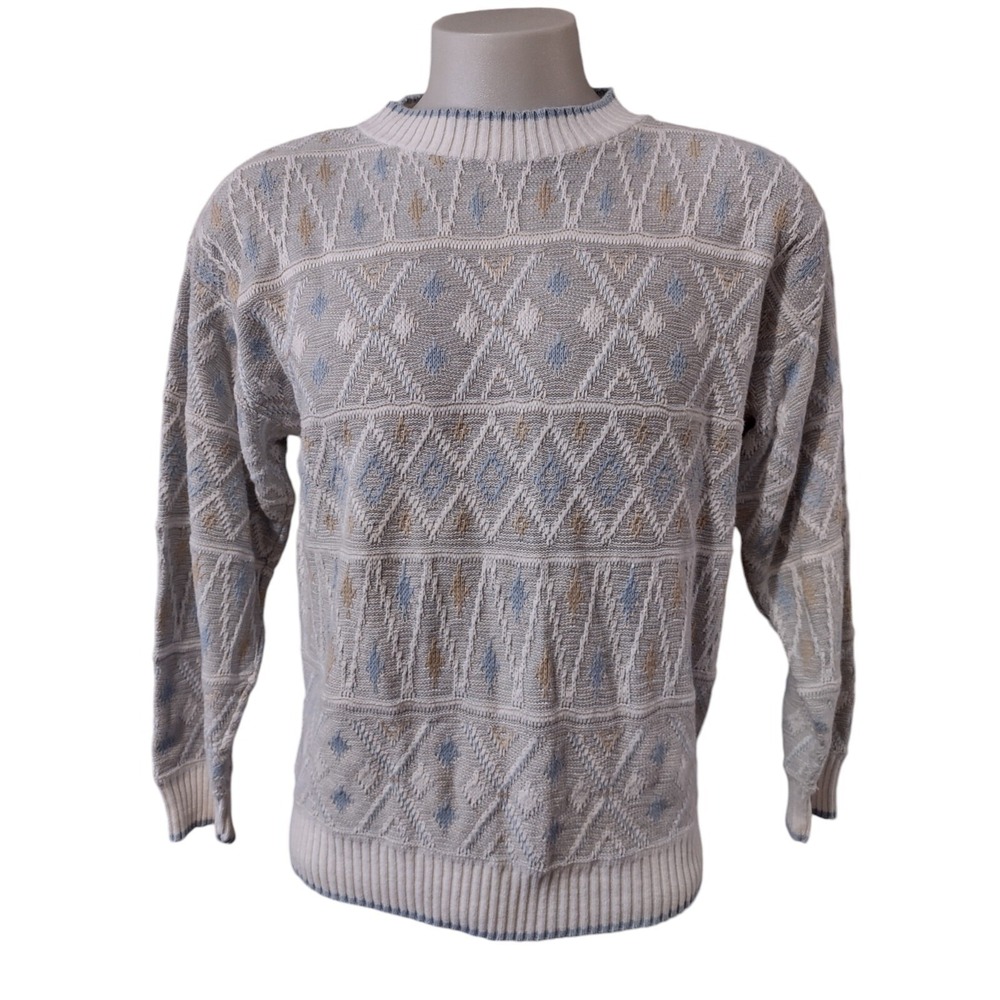 Private Club Sweater XL Mens Vintage Gorp Core Cabin Core Grey Blue Geometric XL